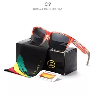 Von Zipper Sunglasses Sport Polarized Men Black Square Frame Elmore Style C9 • $12.99