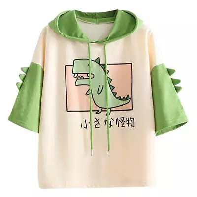 Cute Dinosaur Little Monster Hoodie Tee T-shirt Patchwork Harajuku Kawaii Women • $24.65