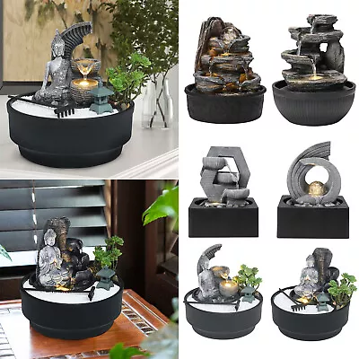 Electric Tabletop Fountain Waterfall W/LED Lights Decoration Gifts For Desktop • £23.95