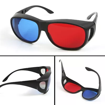 Red Blue 3D Glasses Black Frame For Dimensional Anaglyph TV Movie DVD GI1 LZ • £2.99