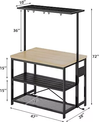 Kitchen Island With Storage 3 Tier Microwave Stand Oven Shelf Coffee Bar Table • $175.11