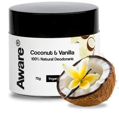 Aware Natural Deodorant 100% Vegan Balm  24hr Protect Coconut + Vanilla 70g  • £9.99