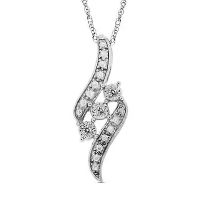 Diamond Accent Necklace For Women In Sterling Silver (Color I-J/Clarity I2-I3) • $39.99