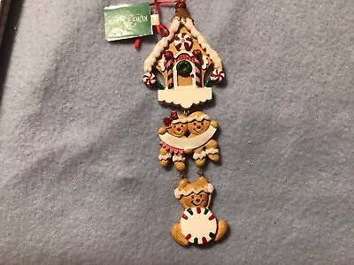 Christmas Gingerbread Resin House Ornament Couple Dangle & Child New Kurt Adler • $12