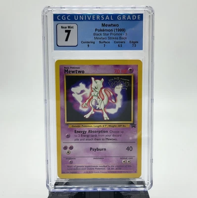 $35 • Buy CGC 7 Pokemon Black Star Promo #3 MEWTWO (1999) Mewtwo Strikes Back Pokemon Card
