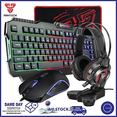 $79 • Buy Gaming PC Keyboard Mouse Combo Fantech LED Backlit Headset 5in1 Computer Bundle