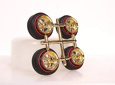 U GET 4 Sets Hoppin Hydros 1/24 Lowrider OG BLVD GOLD Wheels Model Kit Redwall • $64.23