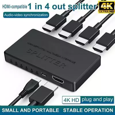 HDMI Splitter 1 In 4 Out 4K Audio Video Distributor Bo 9P6Y • $11.44