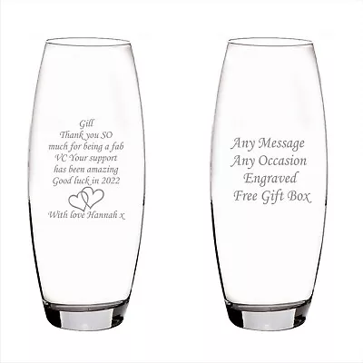 £19.99 • Buy Personalised Engraved Glass Vase Birthday Wedding 60th 65th  70th 80th 90th Gift