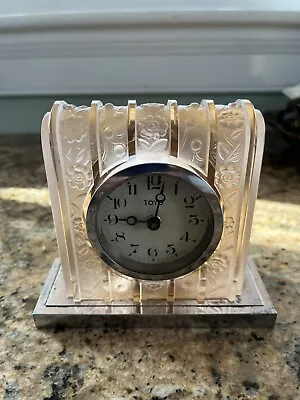 VINTAGE TOYO TIRES Light Pink Flowered And Chrome Alarm Clock Not Working • $25