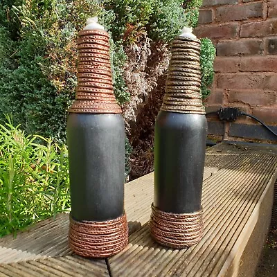 2 X Tiki Torch Oil Lamps Handmade Beer Bottle Garden Patio Torch Lanterns • £12