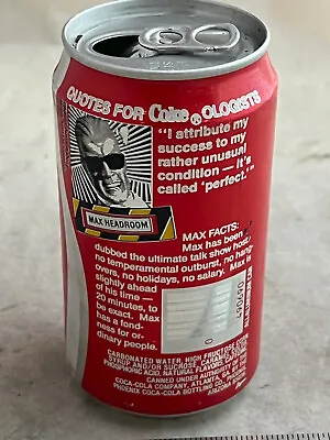 Max Headroom Coke Coca-Cola Soda Pop Can Opened Empty 1986 • $27.50