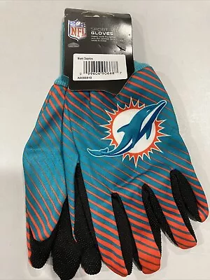 Miami Dolphins Football NFL Adult Full Color Sport Utility Work Grip Gloves • $8.95