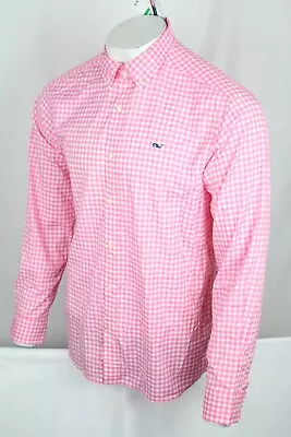 Vineyard Vines Classic Fit Gingham Performance Whale Shirt Knockout Pink • $57.79