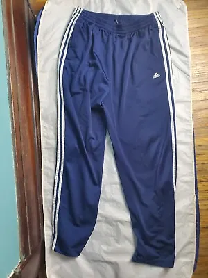 Vintage Adidas Track Pants Y2K Size Large L 02' Snap Button Tear Away Navy Blue  • $24.99