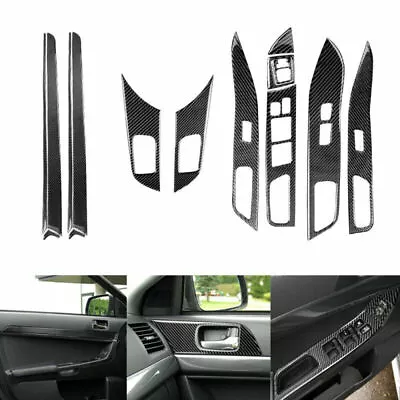 15Pcs Carbon Fiber Door Kit Interior Cover Trim For Mitsubishi Lancer 2008-2015 • $62.99