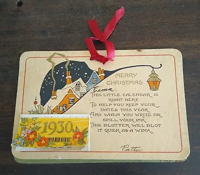 Vintage 1930 Christmas Card With Calendar Antique Holiday • $9.95