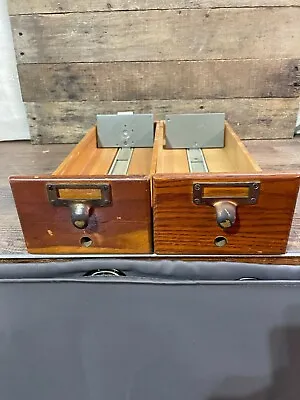 Antique Vintage Lot Of 2 Wood Library Card Catalog Drawers File Cabinet • $50