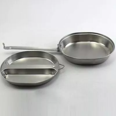 US Military Mess Tin Stainless Steel Outdoor Camping Fishing Mess Kit Cookware • $24