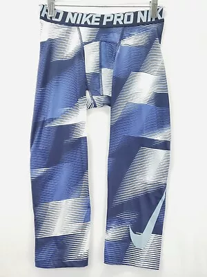 Nike Pro Dri-Fit Compression Pants Tights Mens XL Blue White Striped Stretch • $22.22