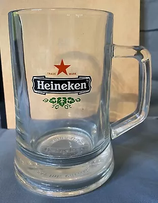HEINEKEN Red Star .5L ~ Glass Beer Mug Stein Tankard Barware ~ Heavy Over 2lbs • $19.50