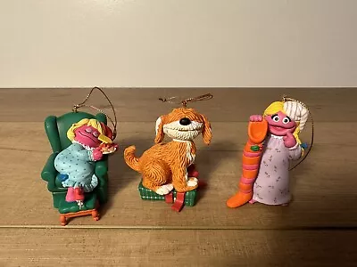 3 Vintage 1993 Muppets Christmas Ornaments - Barkley - Prairie Dawn - Betty Lou • $24