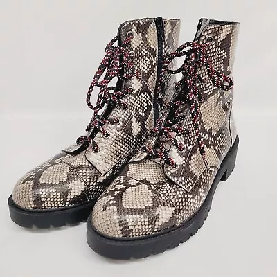 Chelsea & Violet War Womens Sz 9 M Snakeskin Leather Lace Up Combat Boots • $35