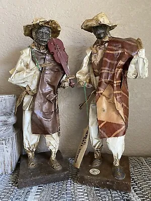 Two Vintage Handmade Que Milagro Paper Mache Mexican Folk Art Figures Lot  • $19