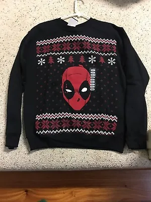 $19.95 • Buy Marvel's Deadpool Black Ugly Holiday Christmas Sweater FLEECE Small NWT