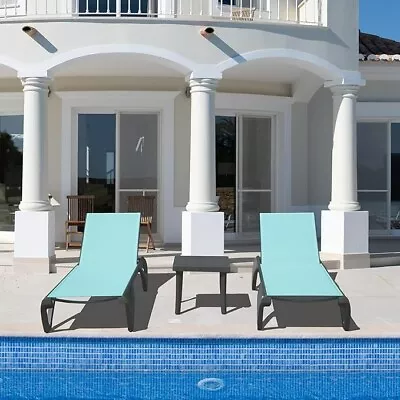 Shpai Outdoor Chaise Lounge 3 Pieces Aluminum Lounge Chair (Lake Blue) • $259.99