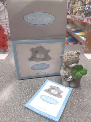 £9.95 • Buy Me To You GOOD LUCK Horseshoe & 4 Leaf Clover Handmade Bear Figurine / Ornament