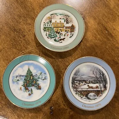 3 Vintage Avon Mini Christmas Plate Ornaments 1978 1979 1980 • $4.50