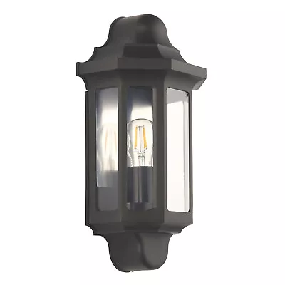 LAP Outdoor Half Lantern Wall Light Satin Black IP44 LED • £15.99