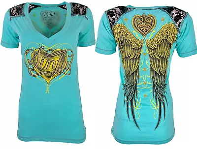 Sinful By Affliction Women's T-shirt Laced Biker Tattoo • $23.95