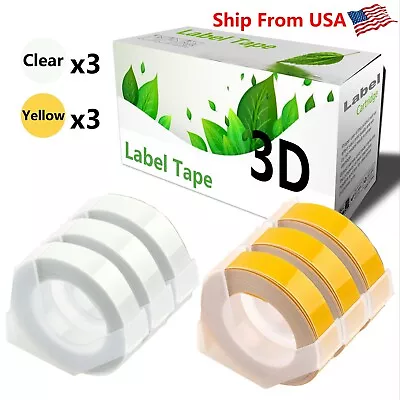 (3Clear3Yellow) 3D Label Tape Used For Dymo Maxi 1755 Label Makers • $12.99