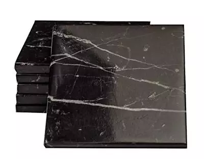 Set Of 6 Black Marble Stone Coasters Polished Coasters “ 3.5 X 3.5 Inches 9x9 C • $47.96