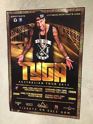 TYGA 2014 Australian Tour Poster A2 Hotel California Last King 18th Dynasty *NEW • £15.47