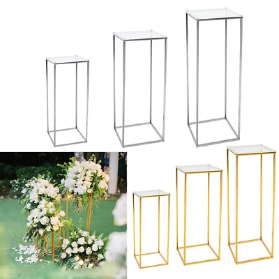 60/80/100cm Metal Frame Acrylic Top Flower Stand Rack Wedding Table Centrepiece • £20.95