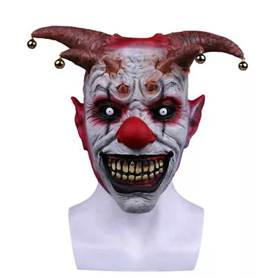 Creepy Evil Bell Clown Mask Adult Scary Killer Joker Latex Full Face Halloween • $24.59