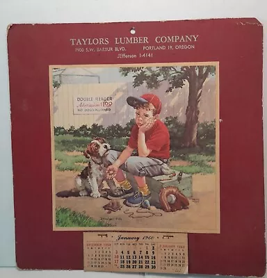 Vtg 1960 Trouble Pals Calendar Boy & His Dog Baseball Game Advertising Sample • $17.99