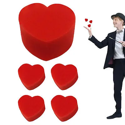 5pcs Heart Sponge Set Magic Prop Red Sponge Balls Classical Comedy Trick Prop • £5.58