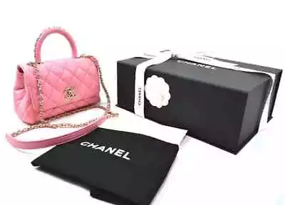 CHANEL Coco Handle Flap Bag Crossbody Pink AS2215 Purse Auth New XXS Receipt • $14580.64