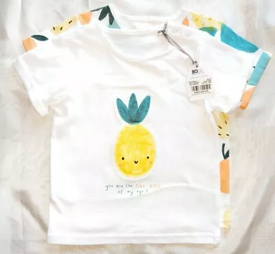 Girls T Shirt 2 Pack Age 12-18 M Nwt! Pinapplefruit Summer Holiday • £3.99