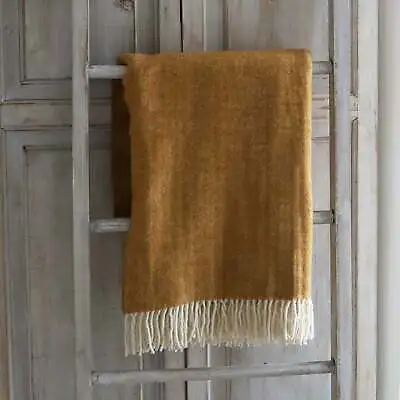 Aspire Interiors Soft Mustard Wool Throw With Fringe • £79