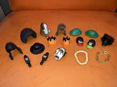$14.99 • Buy WWE Mixed Action Figure Accessories Lot MATTEL Elite Mask Hat Hornswoggle Hair