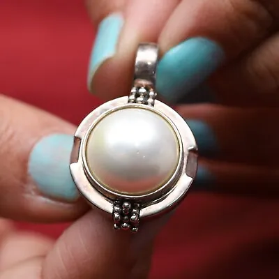QVC Michael Dawkins Sterling Simulated Pearl Enhancer Pendant Pre-owned Jewelry • $0.99