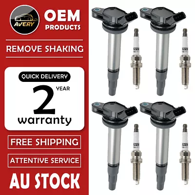 4 PCS  Ignition Coils+SPARK PLUGS  For Toyota Corolla ZRE143 ZRE152 ZWE186  1.8L • $93.81