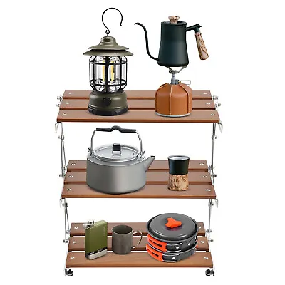 Camping Folding Storage Rack Portable Outdoor Cookware Storage 3 Tier Table NEW • $49.40