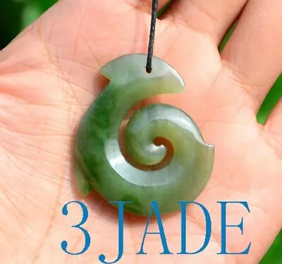 Natural Green Nephrite Jade Manaia Koru Pendant New Zealand Maori Design Jewelry • $20.97