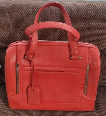 M&S Autograph Large Red Box Grab Doc Style Genuine Leather  Pre Loved GC • £24